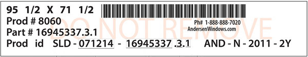 Example of product ID label. 