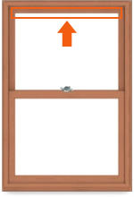 A-Series Double-Hung Window with arrow pointing to product ID label location.