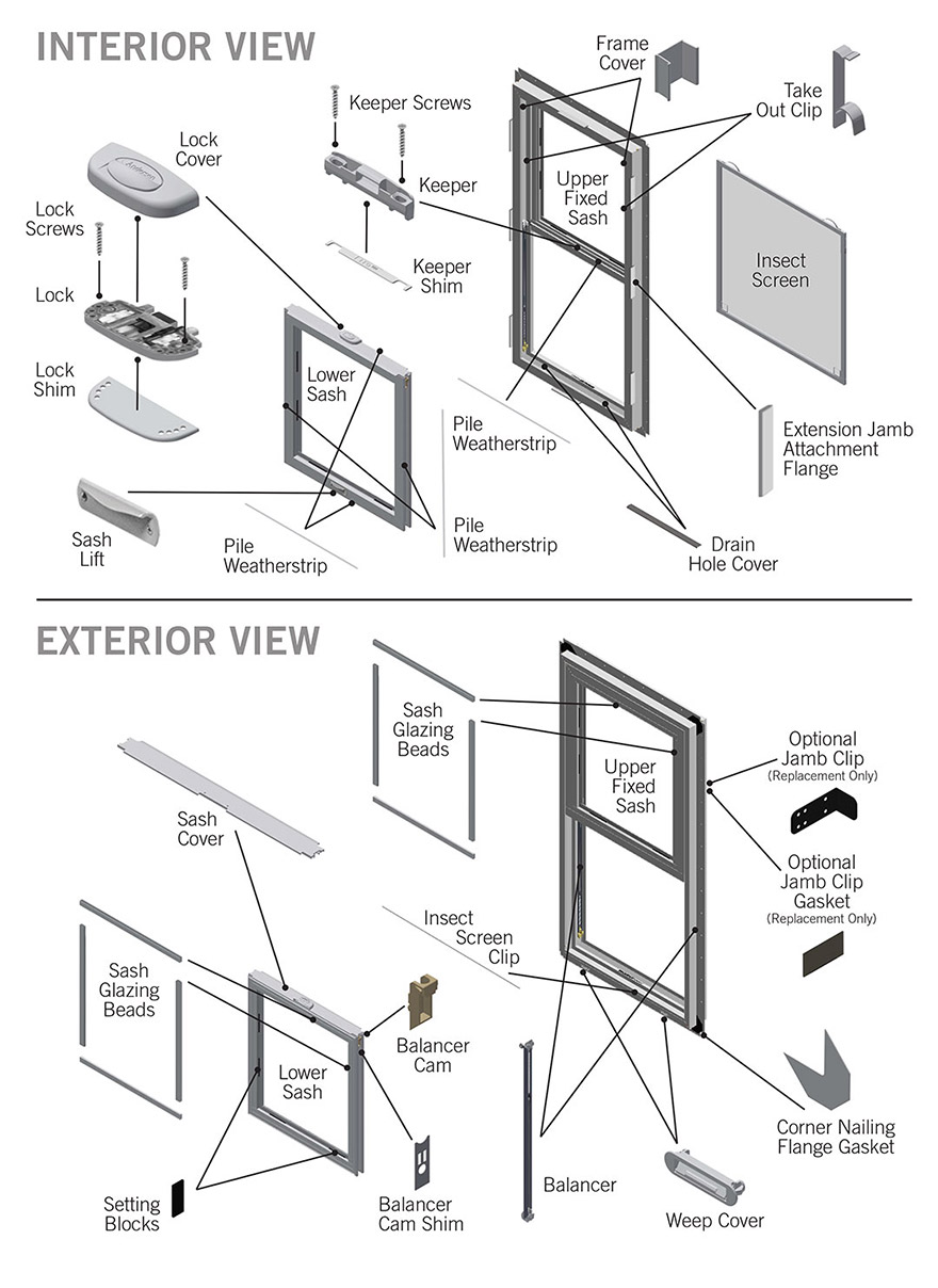 100 Series Single-Hung Parts Diagram