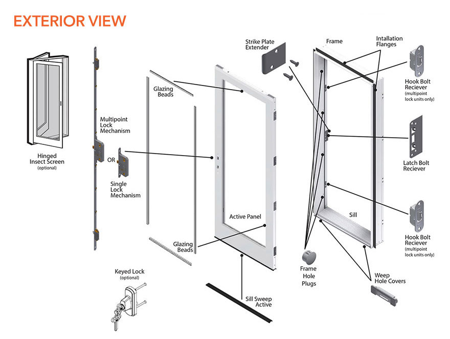 200 Series Hinged Patio Door Single Panel